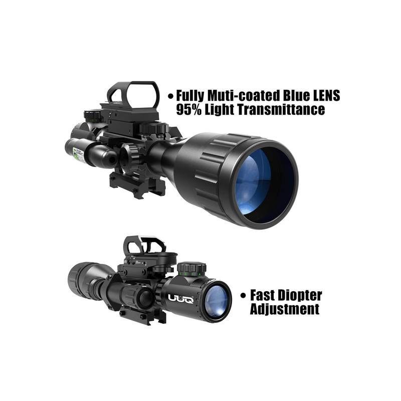 Load image into Gallery viewer, UUQ 4-16x50 AO Rifle Scope with Red/Green Illumination and Laser Sight - UUQ Optics
