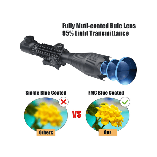 UUQ 4-16x50 Tactical Rifle Scope Red/Green Illuminated Range Finder Reticle W/Laser Sight and Holographic Reflex Dot Sight - UUQ Optics