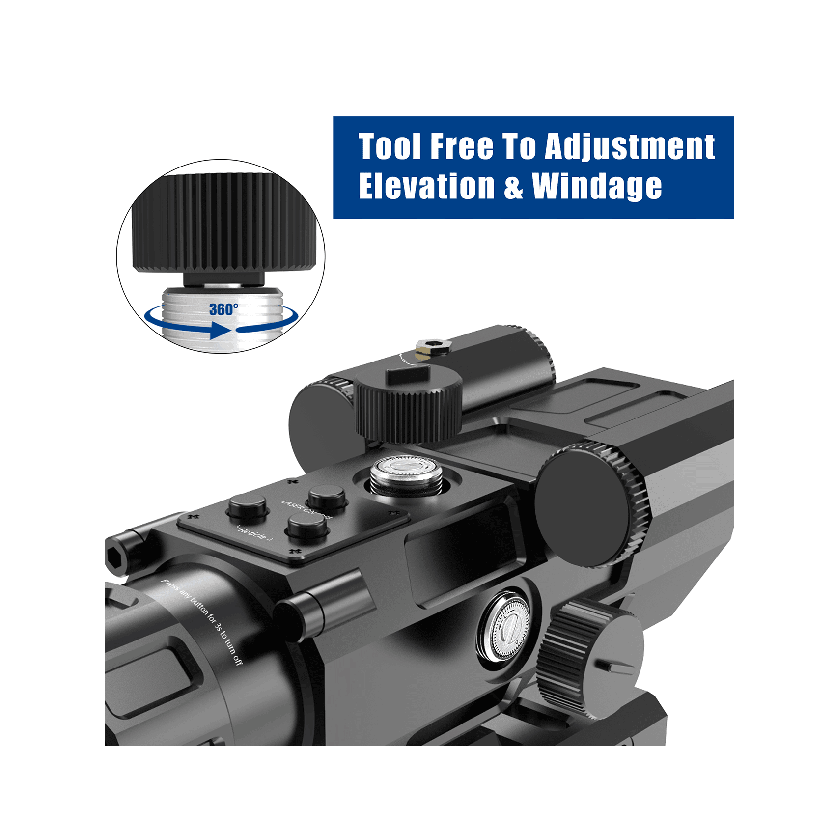 Tool free to adjustment elevation $ windage.