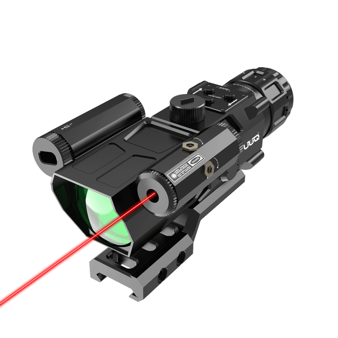 UUQ 4X32 Prism Rifle Scope with Red Laser and Illuminated Reticle - UUQ Optics