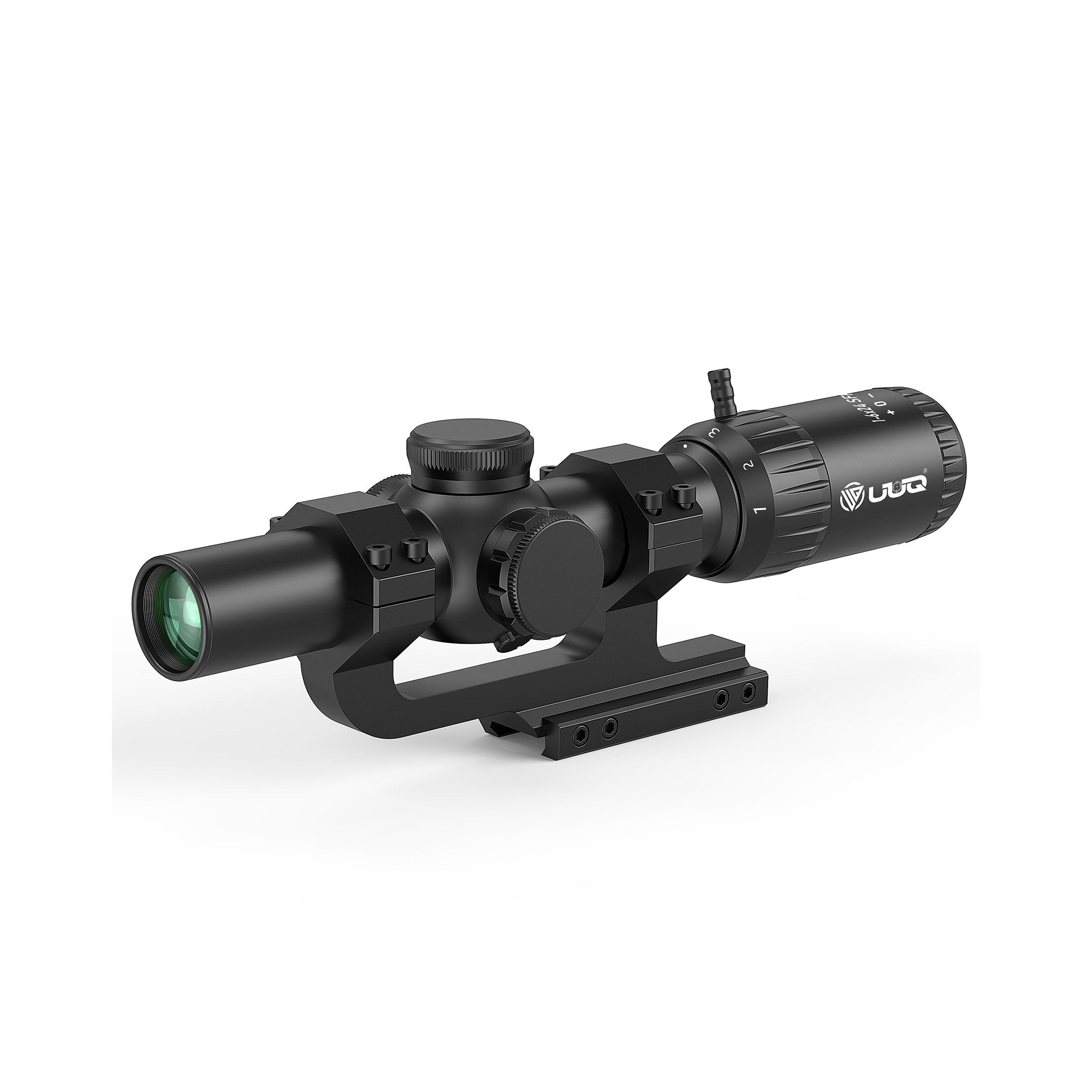 UUQ Aspire ED 1-6x24mm LPVO scope, suitable for various shooting scenarios, featuring 1-6x magnification and a 24mm objective lens diameter.
