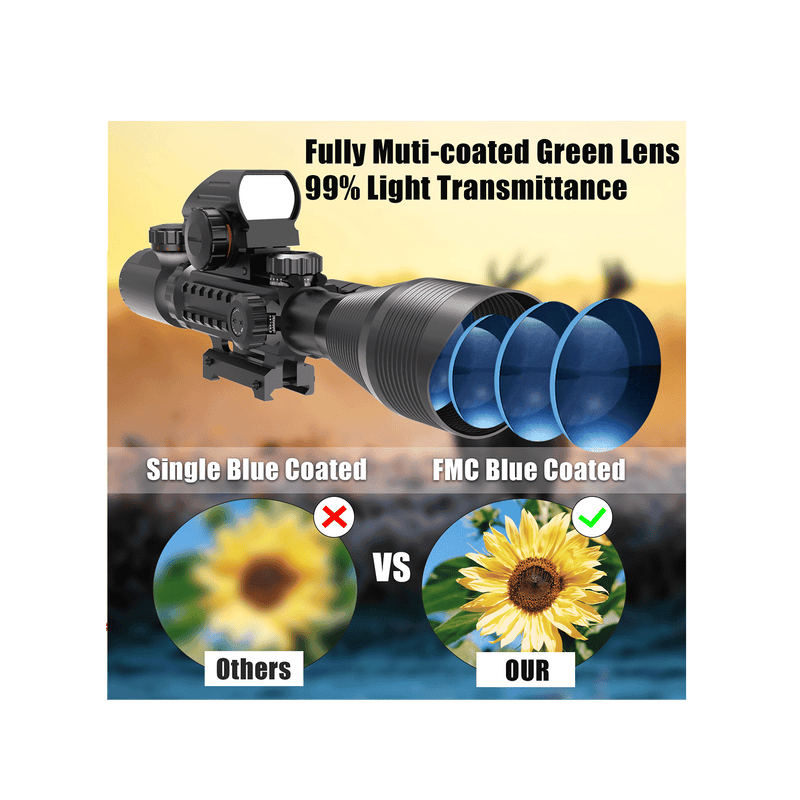 Load image into Gallery viewer, UUQ C4-12X50 Rifle Scope Dual Illuminated Reticle W/Laser Sight and Holographic Red Dot Reflex Sight - UUQ Optics
