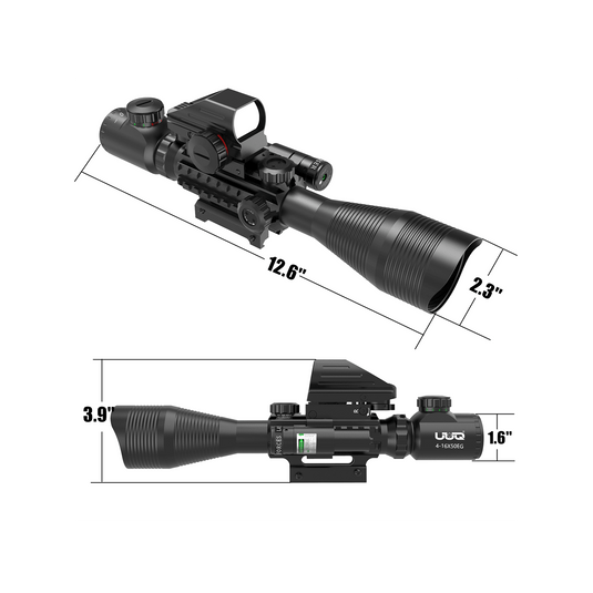 UUQ C4-12X50 Rifle Scope Dual Illuminated Reticle W/Laser Sight and Holographic Red Dot Reflex Sight - UUQ Optics