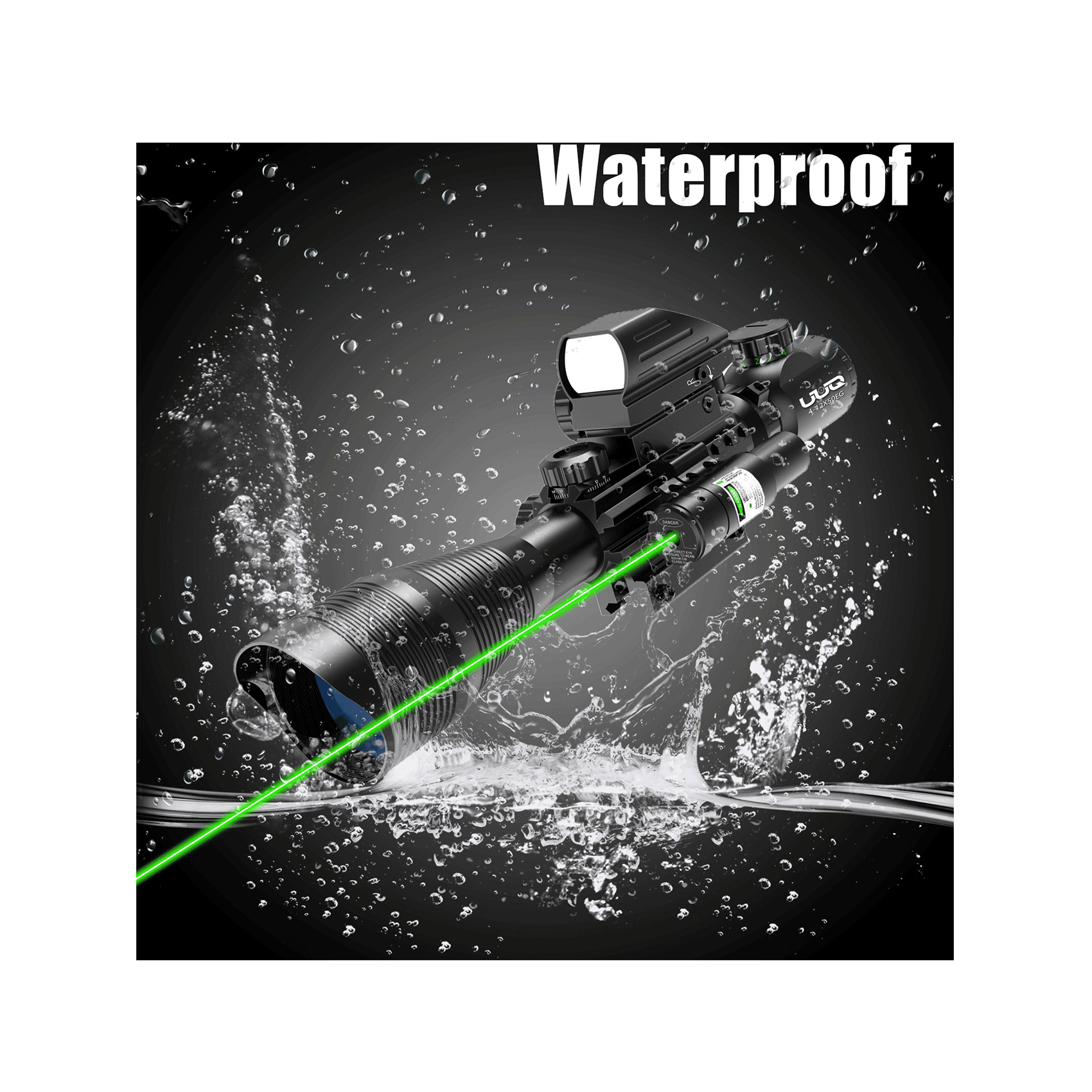 UUQ C4-12X50 Rifle Scope Dual Illuminated Reticle W/Laser Sight and Holographic Red Dot Reflex Sight - UUQ Optics