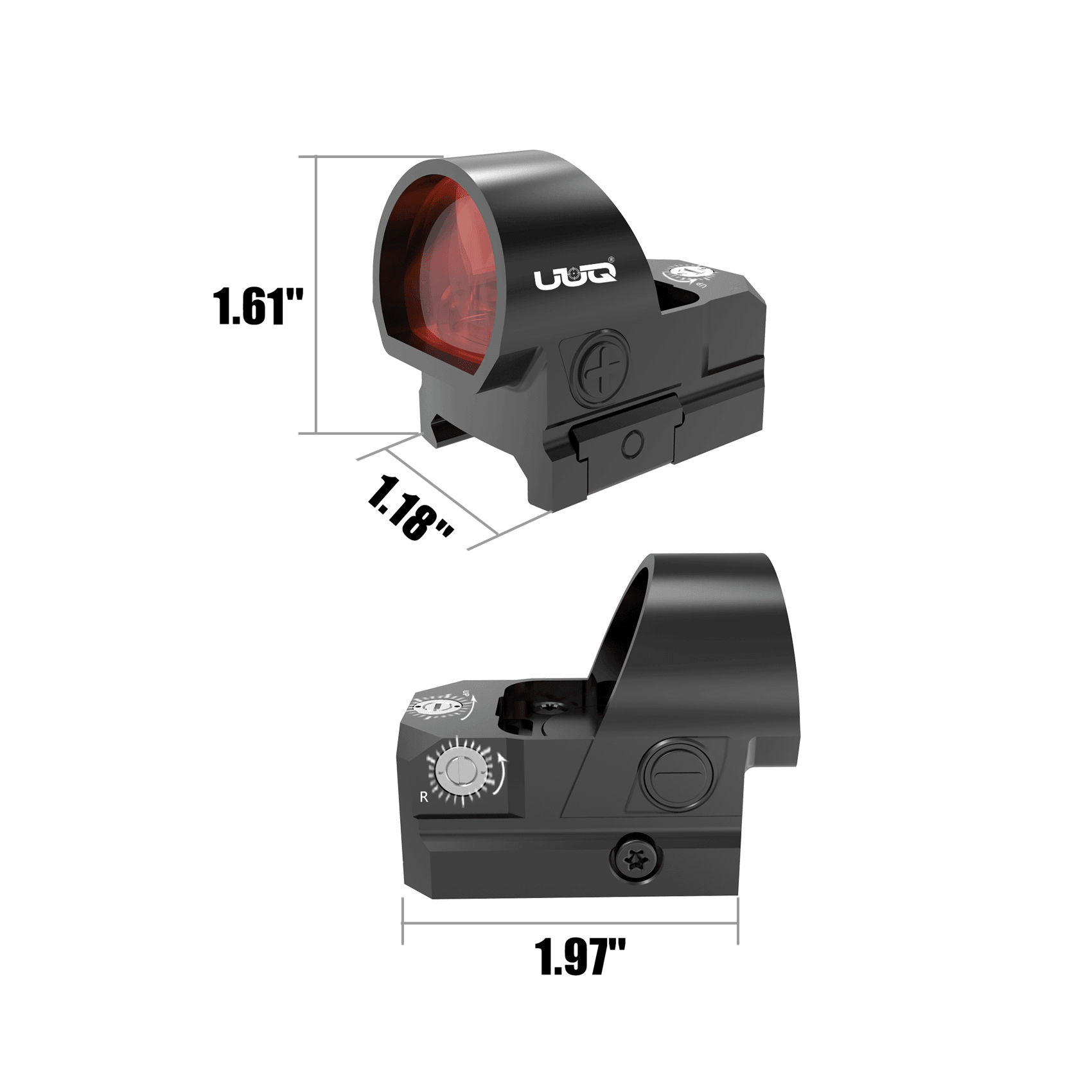UUQ EagleC28 Shake Awake Red Dot Sight with Universal Mount - 2MOA, 1x26mm Lens, 10 Brightness Levels - UUQ Optics