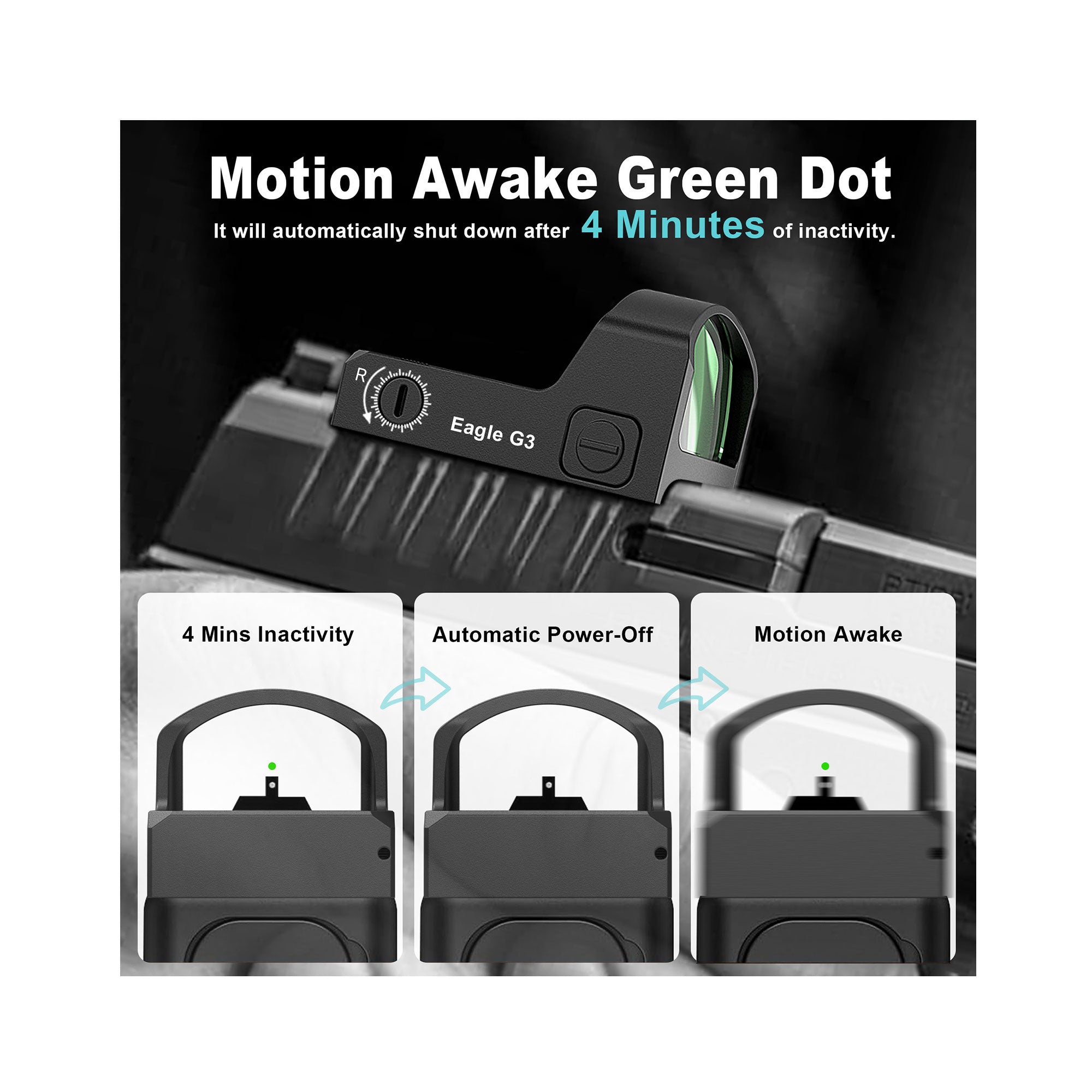 UUQ EagleG3 4 Reticles green dot sight motion awake feature
