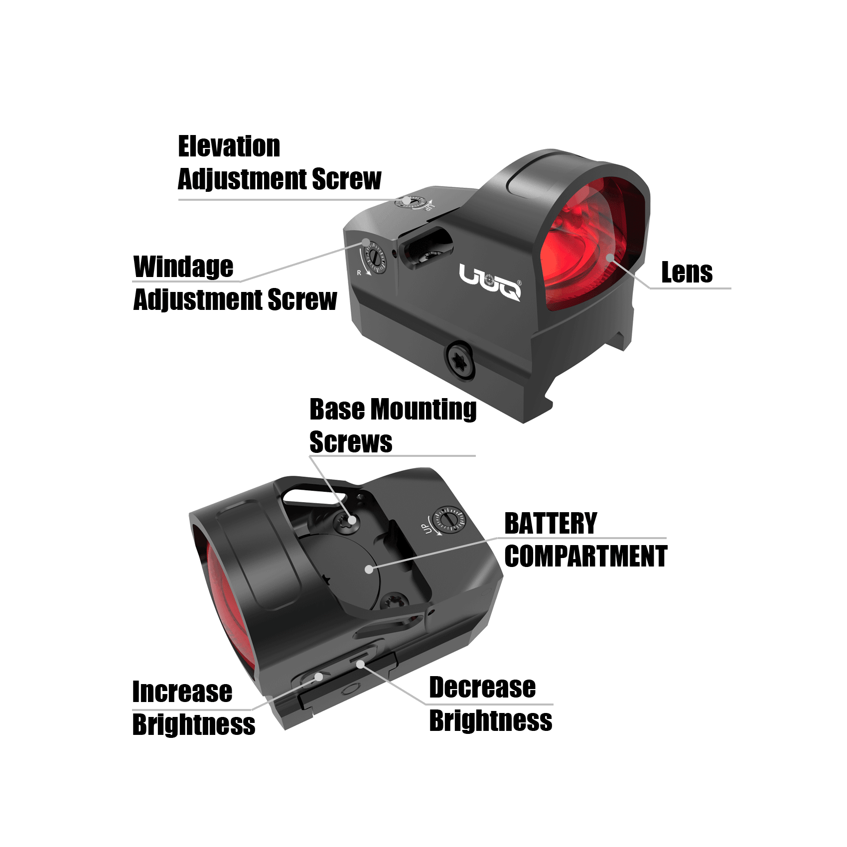 UUQ EagleR27 Red Dot Sight - Shake Awake, Large View, Universal Mount - UUQ Optics