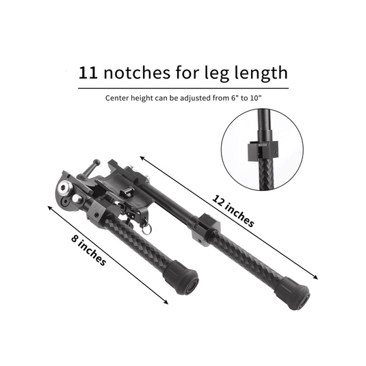 UUQ Heavy Duty Bipod – 8” to 12” Inch Tactical Rifle Adjustable Bipod，with Sling Stub Adapter Base, Additional Picatinny Rail Adapter - UUQ Optics