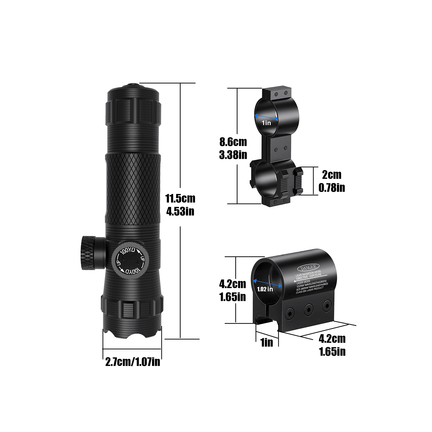 UUQ Hunting  Gun Lasers - Military Grade Green Laser Sight for Rifle with 20mm Picatinny Mount & 1'' Ring Mount Adapter, Remote Pressure Switch,Battery Dot for Accurate and Reliable Performan - UUQ Optics