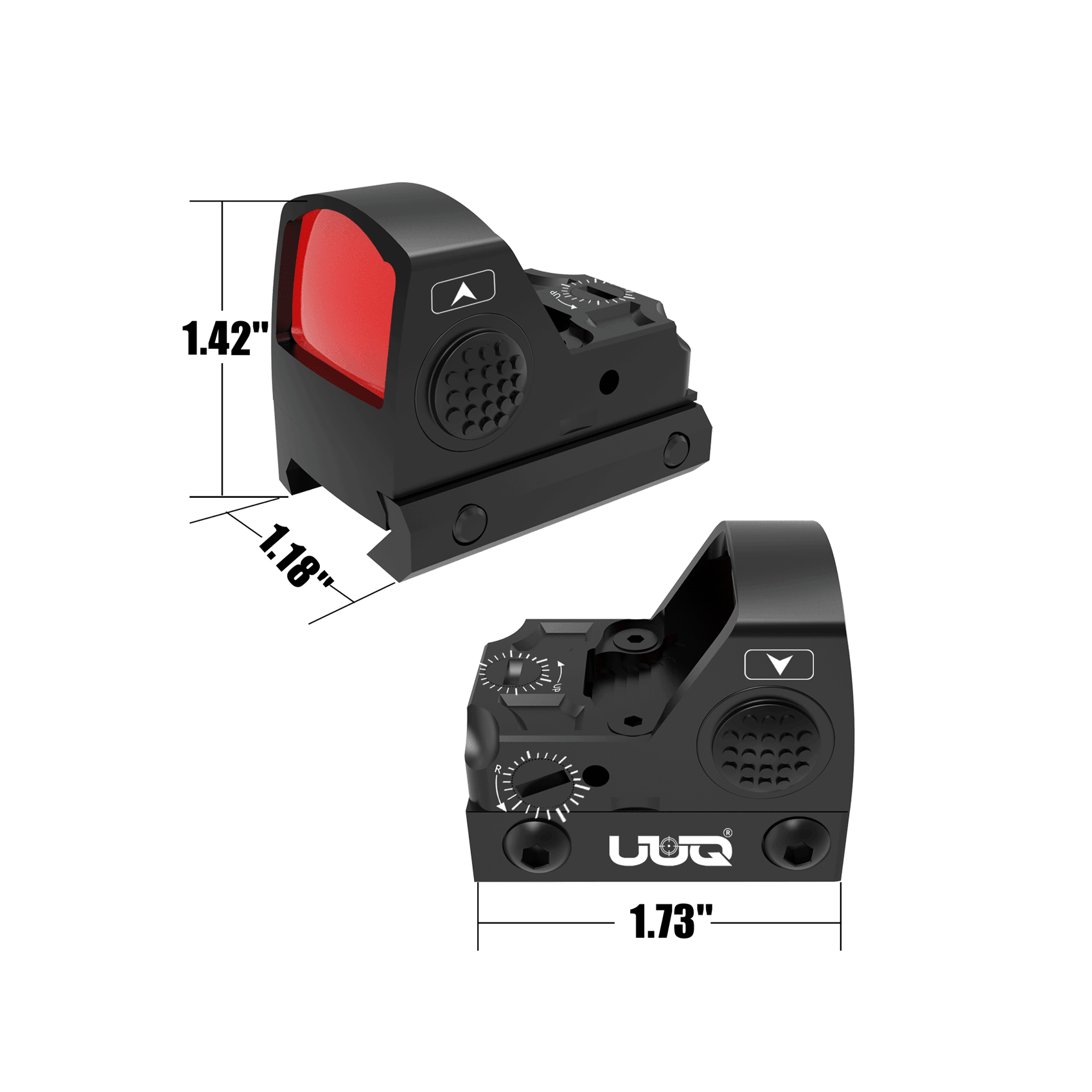 UUQ Mini Reflex Red Dot Sight Shake Awake Optic Sight for Rifles, Pistols and Shotguns 2MOA,12 Brightness Adjustment Red Dot Scope,HD1088 Suitable for RMR or 20mm Picatinny Rail - UUQ Optics