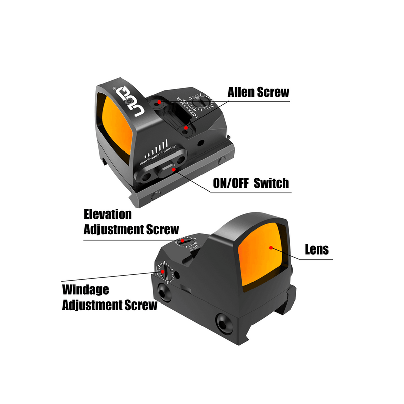 Load image into Gallery viewer, UUQ Mini Reflex Red Dot Sight for Rifles, Pistols and Shotguns 2MOA,7 Brightness Adjustments,(Suitable for RMR or 20mm Picatinny Rail) - UUQ Optics
