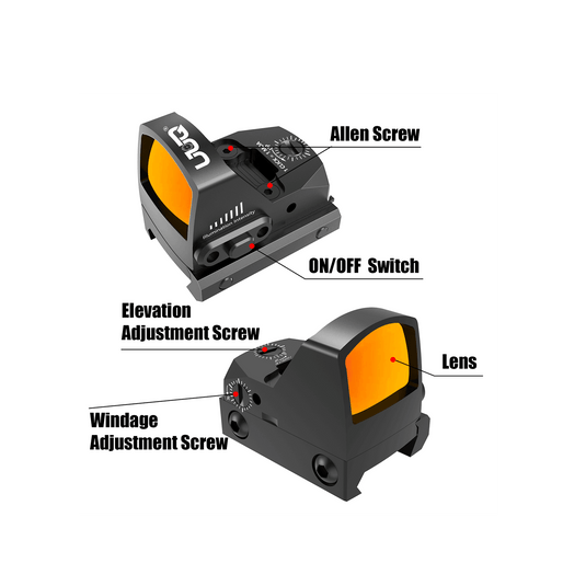 UUQ Mini Reflex Red Dot Sight for Rifles, Pistols and Shotguns 2MOA,7 Brightness Adjustments,(Suitable for RMR or 20mm Picatinny Rail) - UUQ Optics
