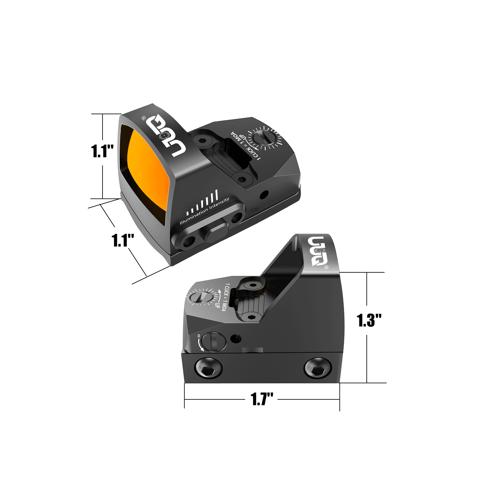 UUQ Mini Reflex Red Dot Sight for Rifles, Pistols and Shotguns 2MOA,7 Brightness Adjustments,(Suitable for RMR or 20mm Picatinny Rail) - UUQ Optics