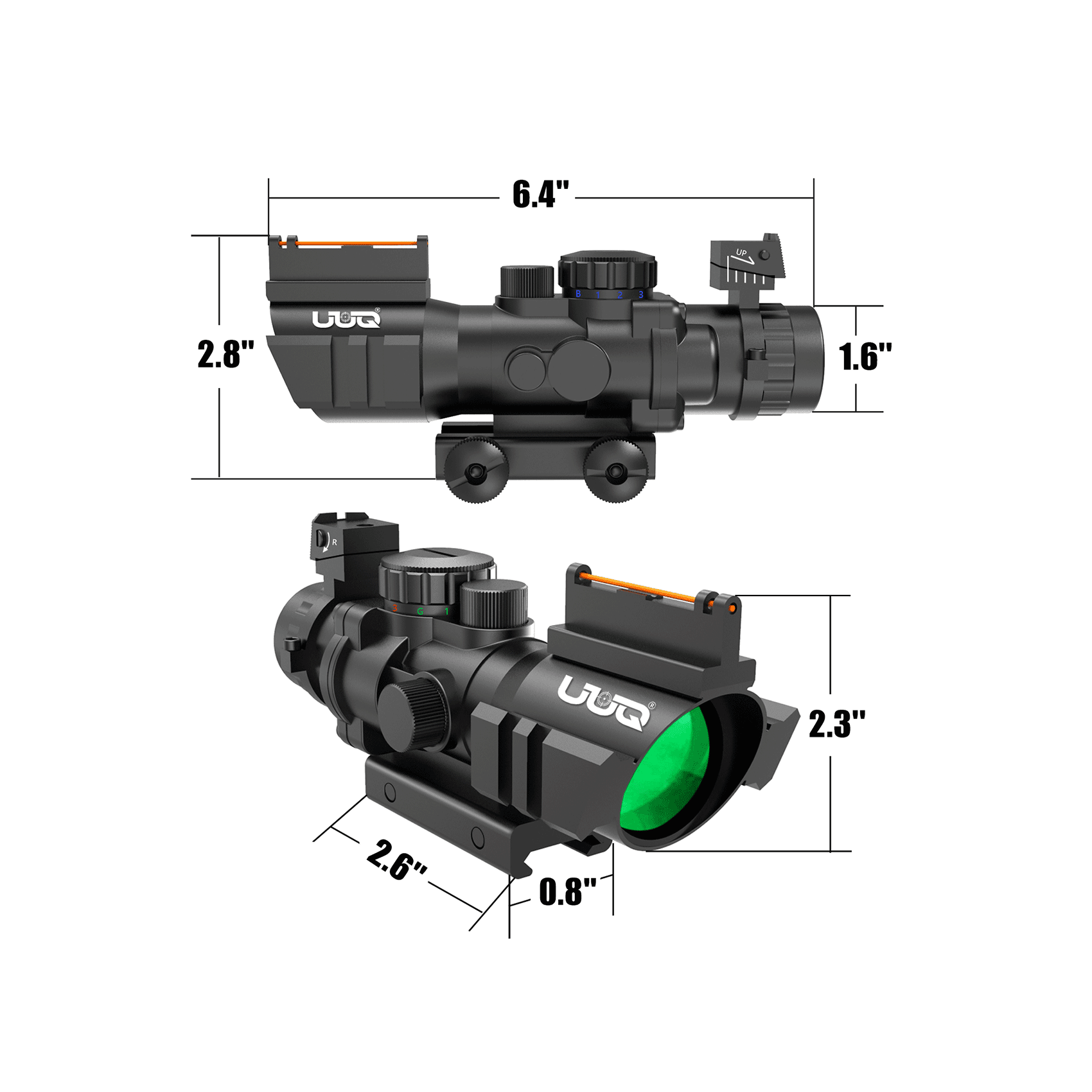 UUQ 4X32 Prism Scope with Fiber Optic Sight