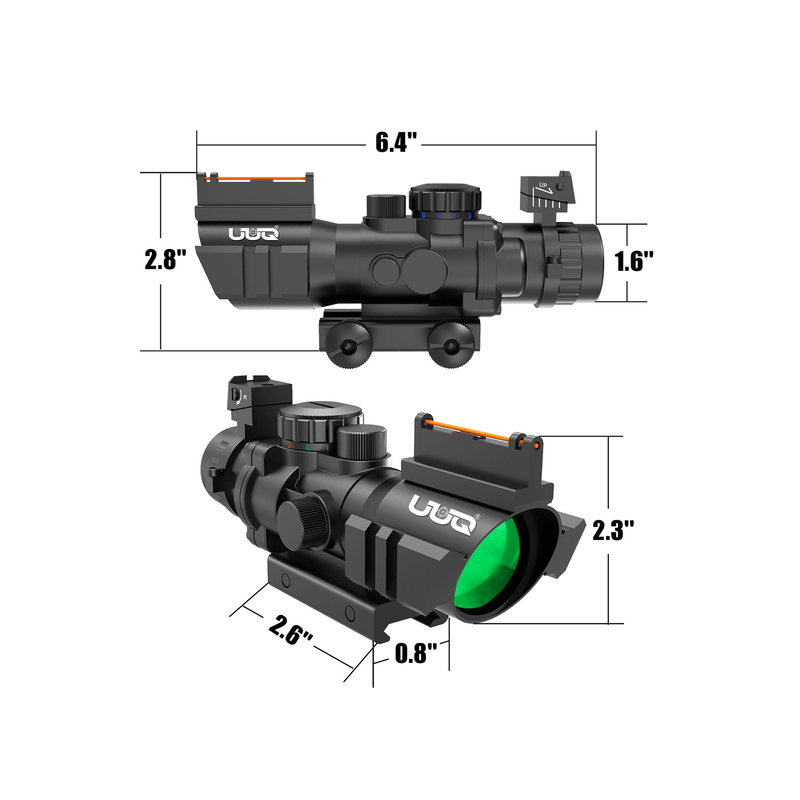 Load image into Gallery viewer, UUQ Prism 4x32 Triple Illuminated Rifle Scope with Fiber Optic Sight - UUQ Optics
