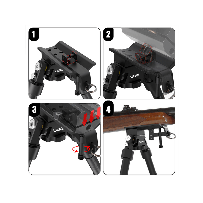 Load image into Gallery viewer, UUQ QV8 6-9 Inches Tactical Rifle Adjustable Bipod for Hunting and Shooting, Directly Attach to Sling Swivel Stud, w/Spike Feet - UUQ Optics
