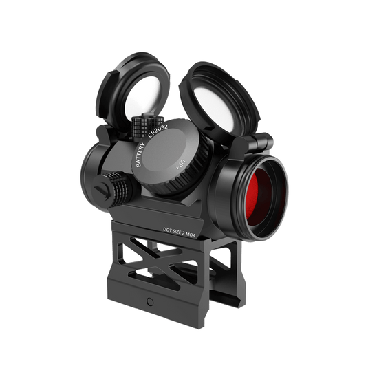 UUQ Shake Awake Red Dot Sight-1x20mm 2MOA 12Brightness Compact Rifle Scope with Absolute Cowitness Riser and Low Profile Mount,Flip Up Lens Covers.Low-Power Consumption Optics for Rlfles and  - UUQ Optics