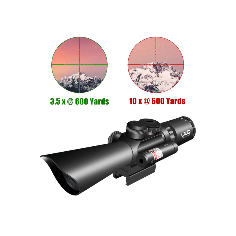 Load image into Gallery viewer, UUQ Tactical 3.5-10X40 Illuminated Red/Green Mil Dot Rifle Scope W/Red Laser Sight Fit 20mm Picatinny Rail - UUQ Optics

