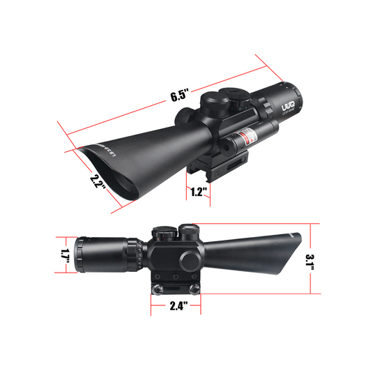 UUQ Tactical 3.5-10X40 Illuminated Red/Green Mil Dot Rifle Scope W/Red Laser Sight Fit 20mm Picatinny Rail - UUQ Optics