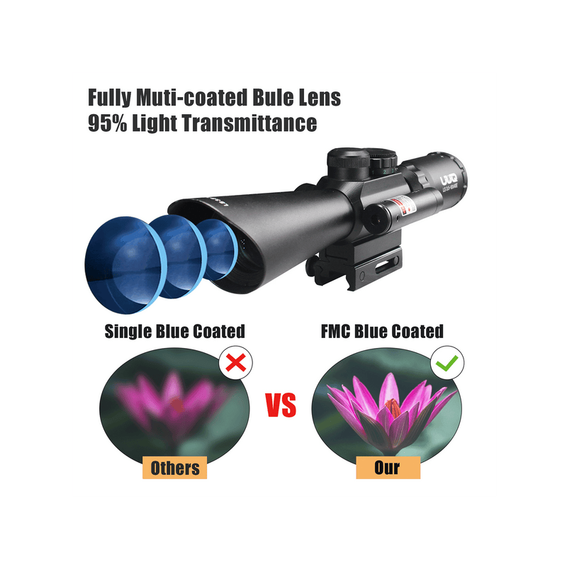 Load image into Gallery viewer, UUQ Tactical 3.5-10X40 Illuminated Red/Green Mil Dot Rifle Scope W/Red Laser Sight Fit 20mm Picatinny Rail - UUQ Optics
