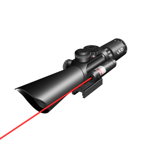 UUQ Tactical 3.5-10X40 Illuminated Red/Green Mil Dot Rifle Scope W/Red Laser Sight Fit 20mm Picatinny Rail - UUQ Optics
