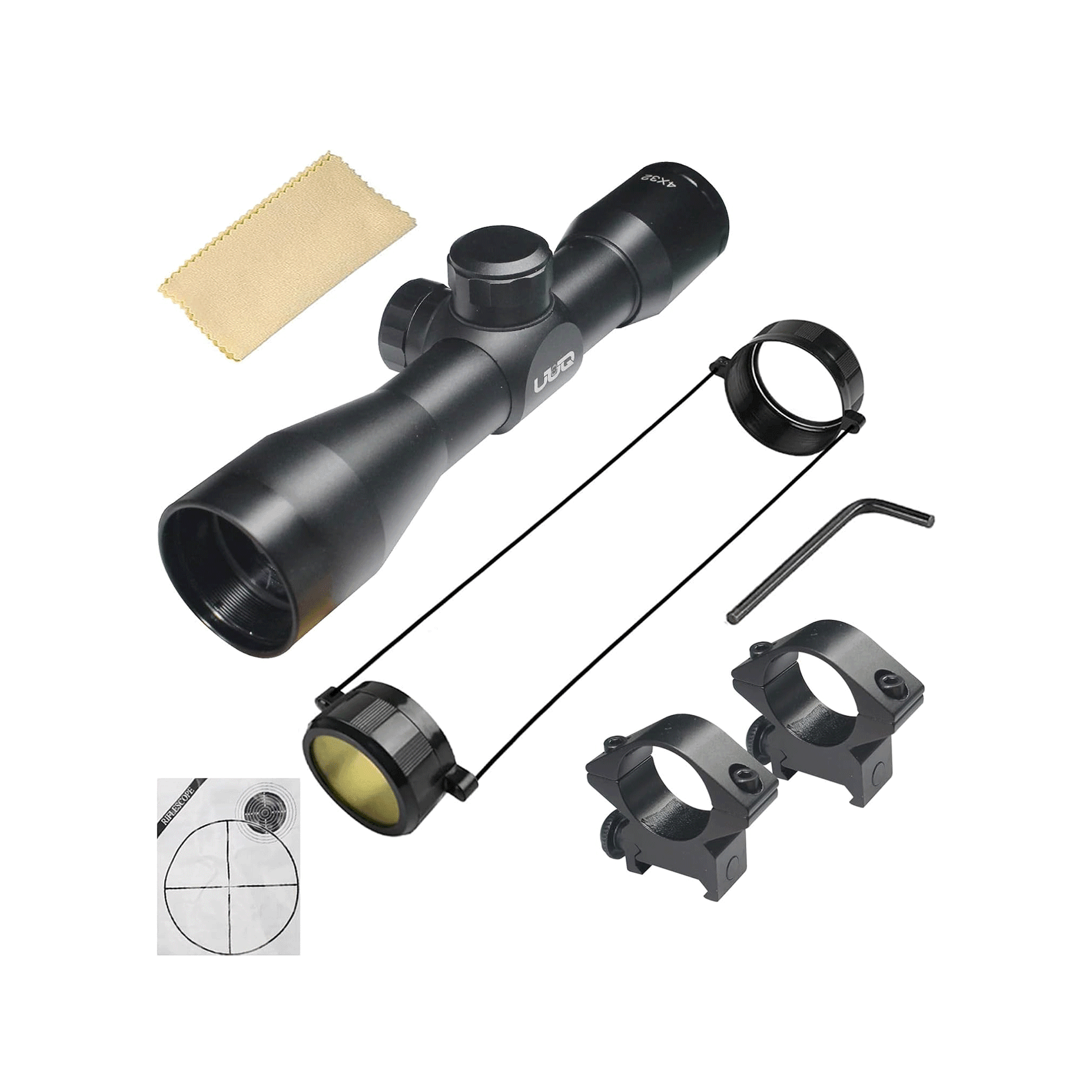 UUQ Tactical 4X32 Compact .223 .308 Scope Rangefinder Reticle/w Ring Mounts - UUQ Optics