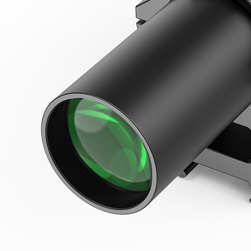 Full green multi-coated lens of UUQ scope, reduces glare, enhances image clarity.