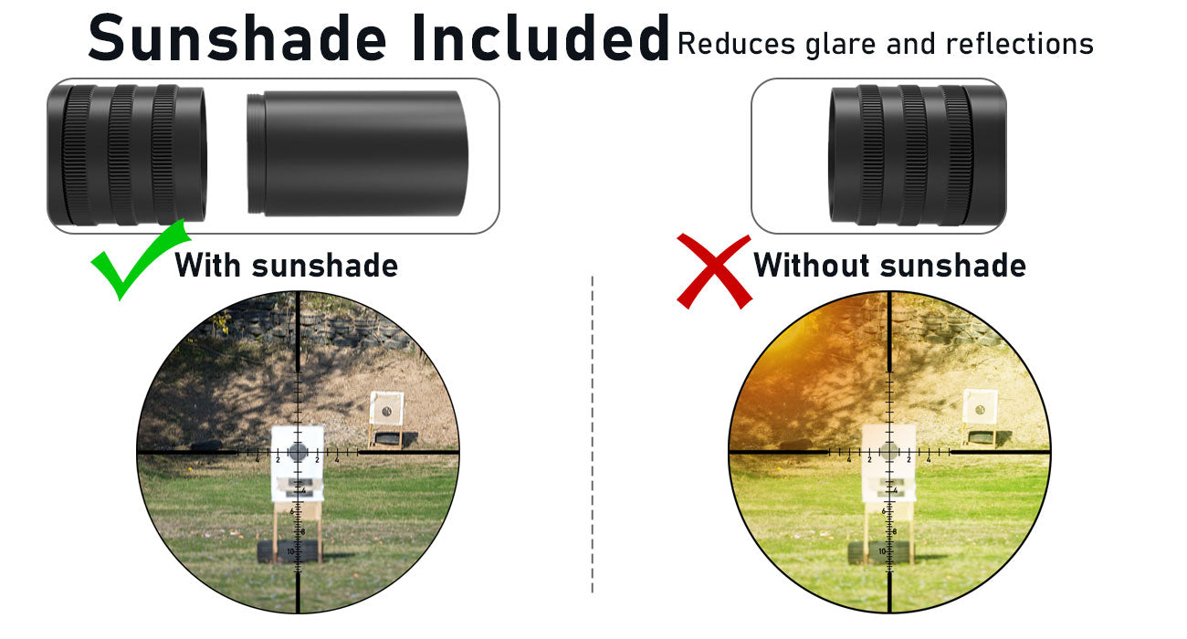 Scope sunshade, reduces glare and reflections.