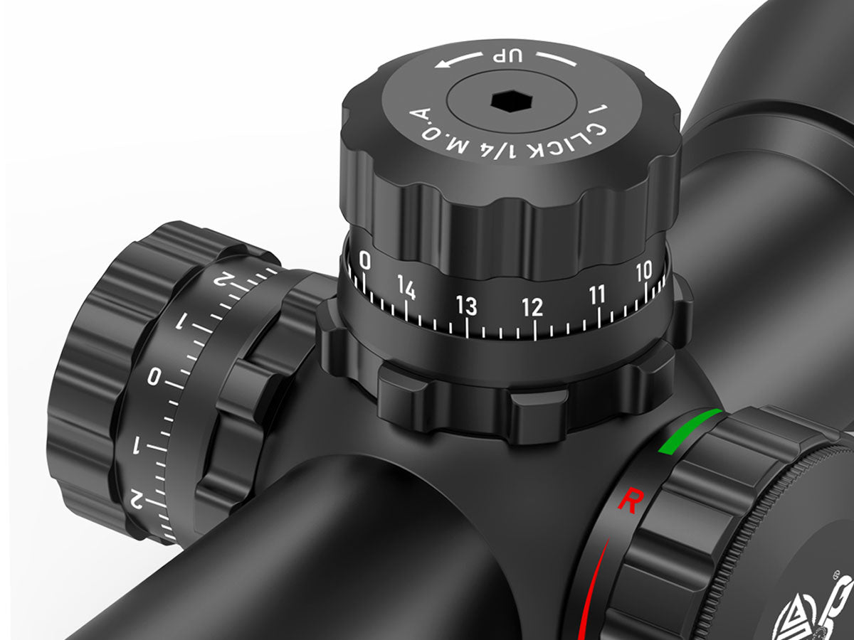 The adjustment knobs of the UUQ rifle scope are supported by brass mechanisms, ensuring consistent shot placement.