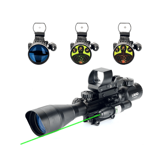 Legion 4-12x50 3 in 1 Combo Scope with Green Laser With Upgraded Dot Sight, tactical optic for long-range precision.