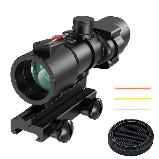 UUQ Ranger-ER 3x32 Prism Scope with included honeycomb killflash and tri-color fiber optic reticle.