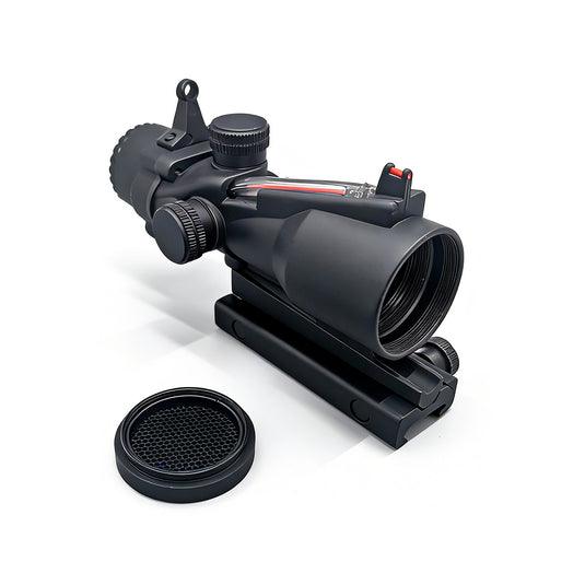 UUQ Ranger-ER 3x32 Tactical Prism Scope with integrated iron sights and detachable honey comb killflash cover.